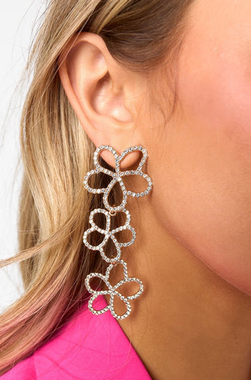 Reagan Flower Drop Earrings - Clear