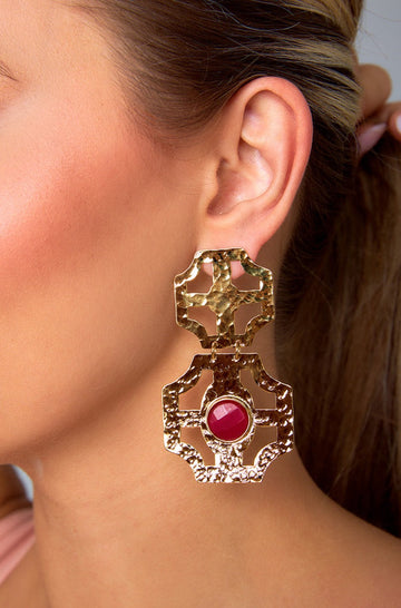 Stacey Statement Earrings - Pink