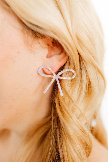 Lola Bow Earrings - Purple Sprinkles