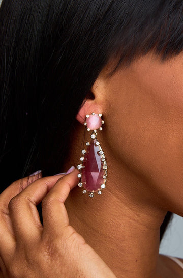 Teardrop Statement Earrings - Dusty Rose