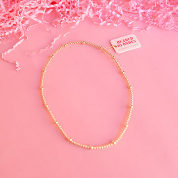 Olive Gold Beaded Stretch Necklace