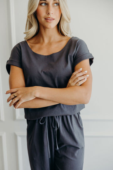 LOUNGE CUFF SLEEVE TEE IN MOONSTONE FINAL SALE