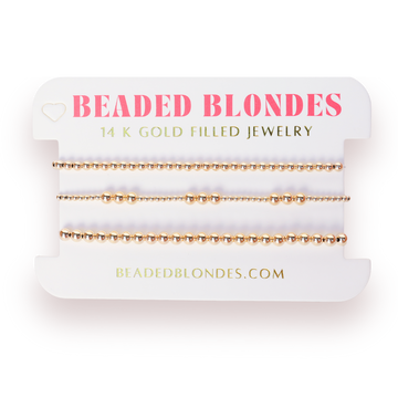 ILY + 3MM + 4MM Bracelet Stack in Gold