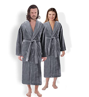 Unisex Luxury Plush Velour Premium Cotton Bathrobe (Single Pack)