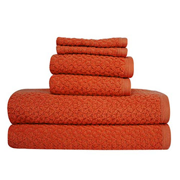 Towels Beyond Luxury 6 Piece Genuine Cotton Bath Towel Set - Jacquard Woven Soft Textured Towels Made with 100% Turkish Cotton
