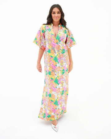 Leighton Coral Cascade Maxi Dress