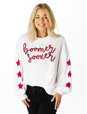 The Oklahoma Glitter Script Balloon Pullover