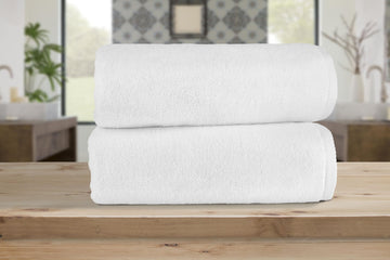 100% Cotton 2 Pcs Hotel Bath Towel Set - Premium Quality, Machine Washable, Absorbent & Soft - 28"x54" White