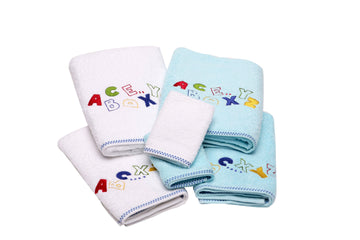 Kids Embroidered Turkish Cotton Towel Set of 6