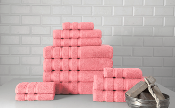 Antalya Turkish Cotton Family Towel Set of 12 (4 Bath Towels, 4 Hand Towels & 4 Washcloths)
