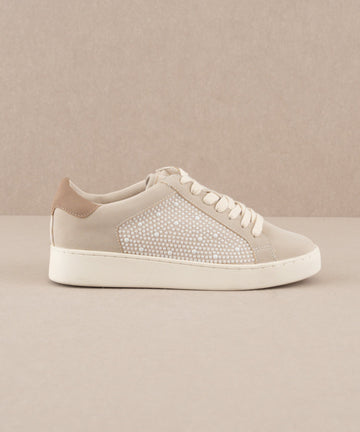 The Berne | Light Grey Pearl studded paneled sneaker