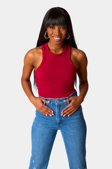 Jada Racerback Bodysuit - Crimson