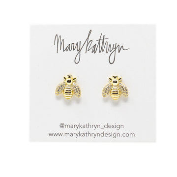 Large Rhinestone Bee Studs