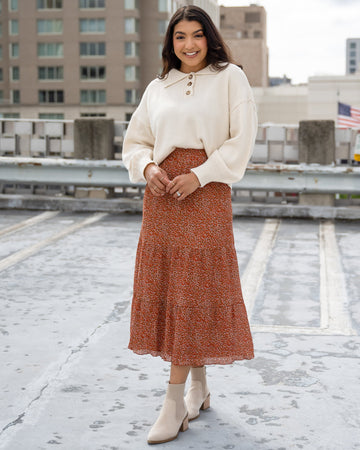 Cancun Rust Floral Skirt - FINAL SALE