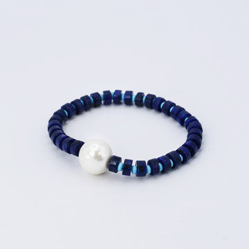 Lady in Blue Beaded Bracelet