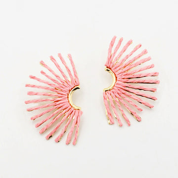 Light Pink Raffia Fan Earring