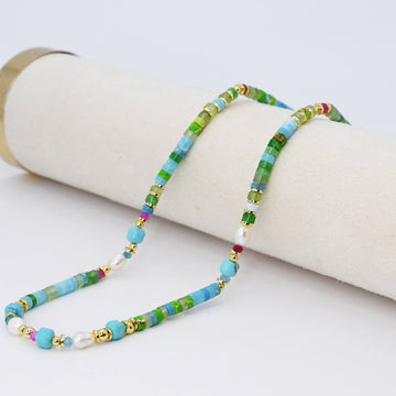 Lilly Pad Gemstone Necklace