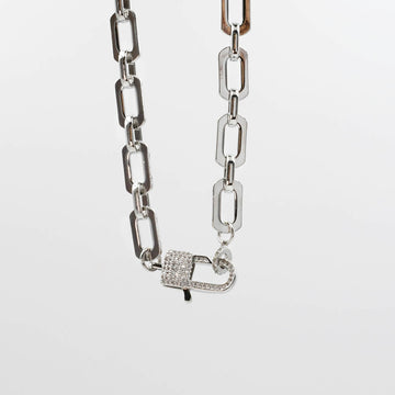 Lock Crystal Silver Necklace