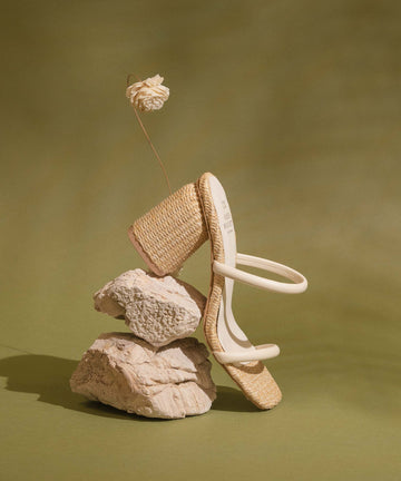 The Margaret | Beige Rattan Heel