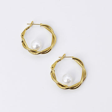 Pearl Embrace Hoop Earrings