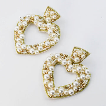 Pearl Heart Earrings