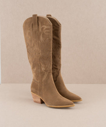 The Samara | PRE-ORDER | Brown Embroidered Tall Boot