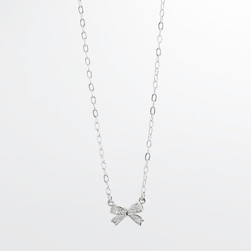 Sweet Bow Silver Necklace