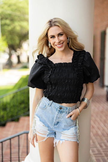 Tandy Puff Sleeve Top - Black