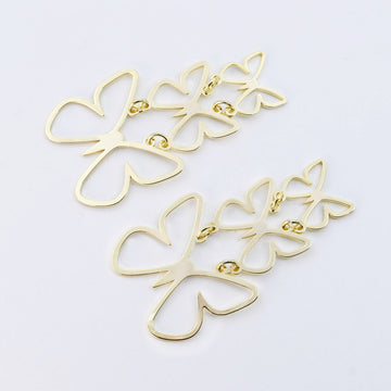 Triple Butterfly Gold Earrings