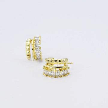 Triple Textured Huggies Earring