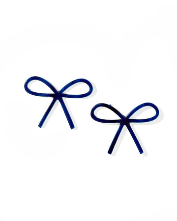 Lola Bow Earrings - Navy
