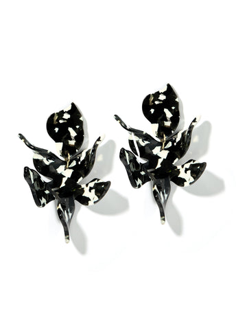 Flora Statement Earrings - Black & White