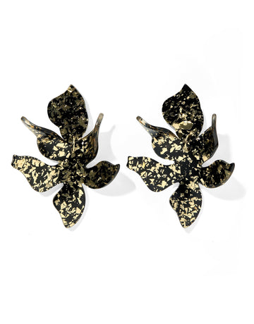 Flora Statement Earrings - NYE Black and Gold