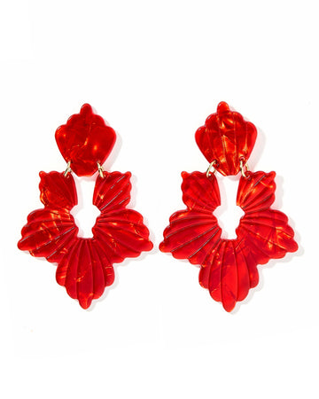 Michelle Statement Earring - Pearlized Red