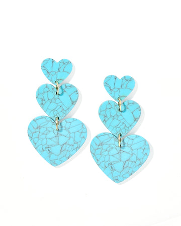 Penny Heart Drop Statement Earring - Turquoise
