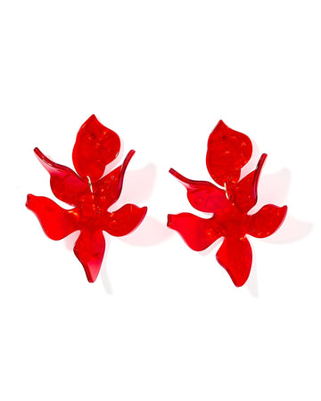 Flora Statement Earrings - Pearlized Red