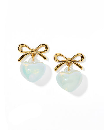 Ruthie Bow with Drop Heart Pearl Earring - Blue