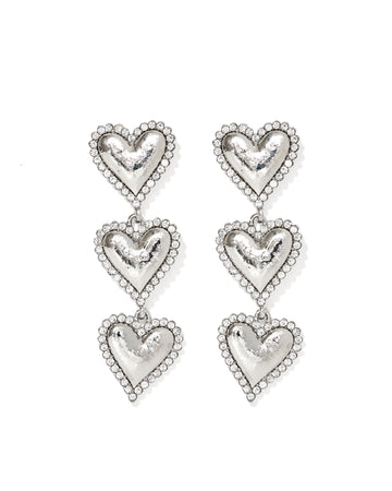 Layla Heart Drop Earrings - Silver