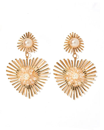 Fiona Pearl Heart Statement Earrings