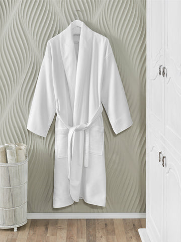 White Waffle Terry Turkish Cotton Bathrobe