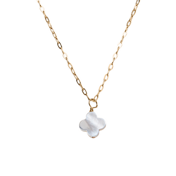 Mother-of-Pearl Clover Necklace in Gold-Filled