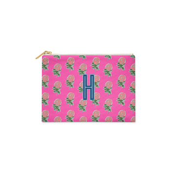 Single Initial - Large Flat Zip Pouch Kyra Pink - New!