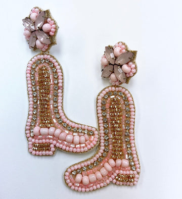 Riding Pink Boots Earrings