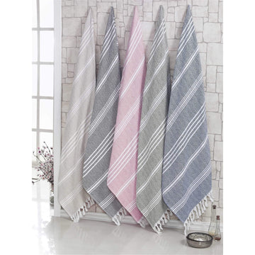 Luxury Peshtemal, %100 Turkish Cotton 1 Pc, 40"x70"- Hand Knotted, Herringbone Weave