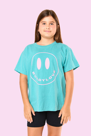 Happy Face Youth Graphic Tee - Seafoam