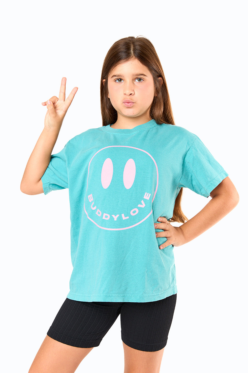 Happy Face Youth Graphic Tee - Seafoam