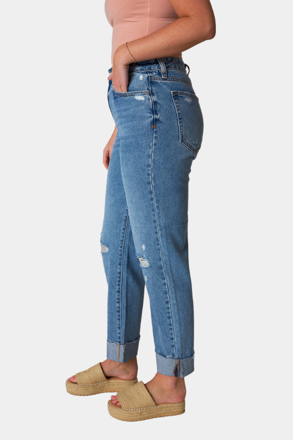 Bailey Distressed Boyfriend Jean - Medium Wash