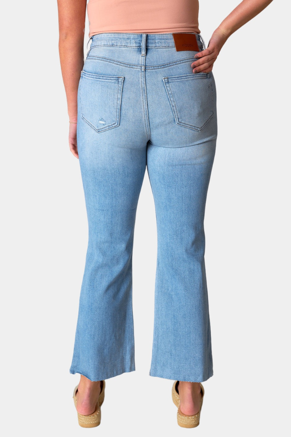Happi High Rise Distressed Jean - Light Blue