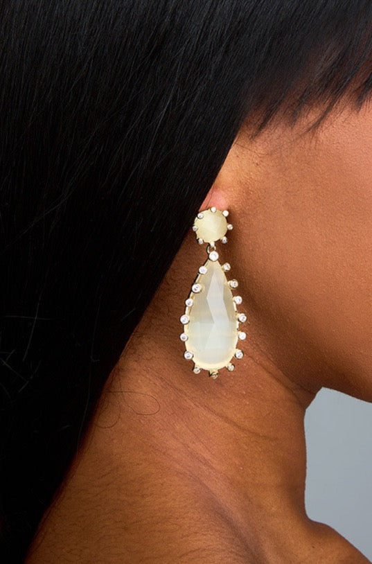 Teardrop Statement Earrings - Cream