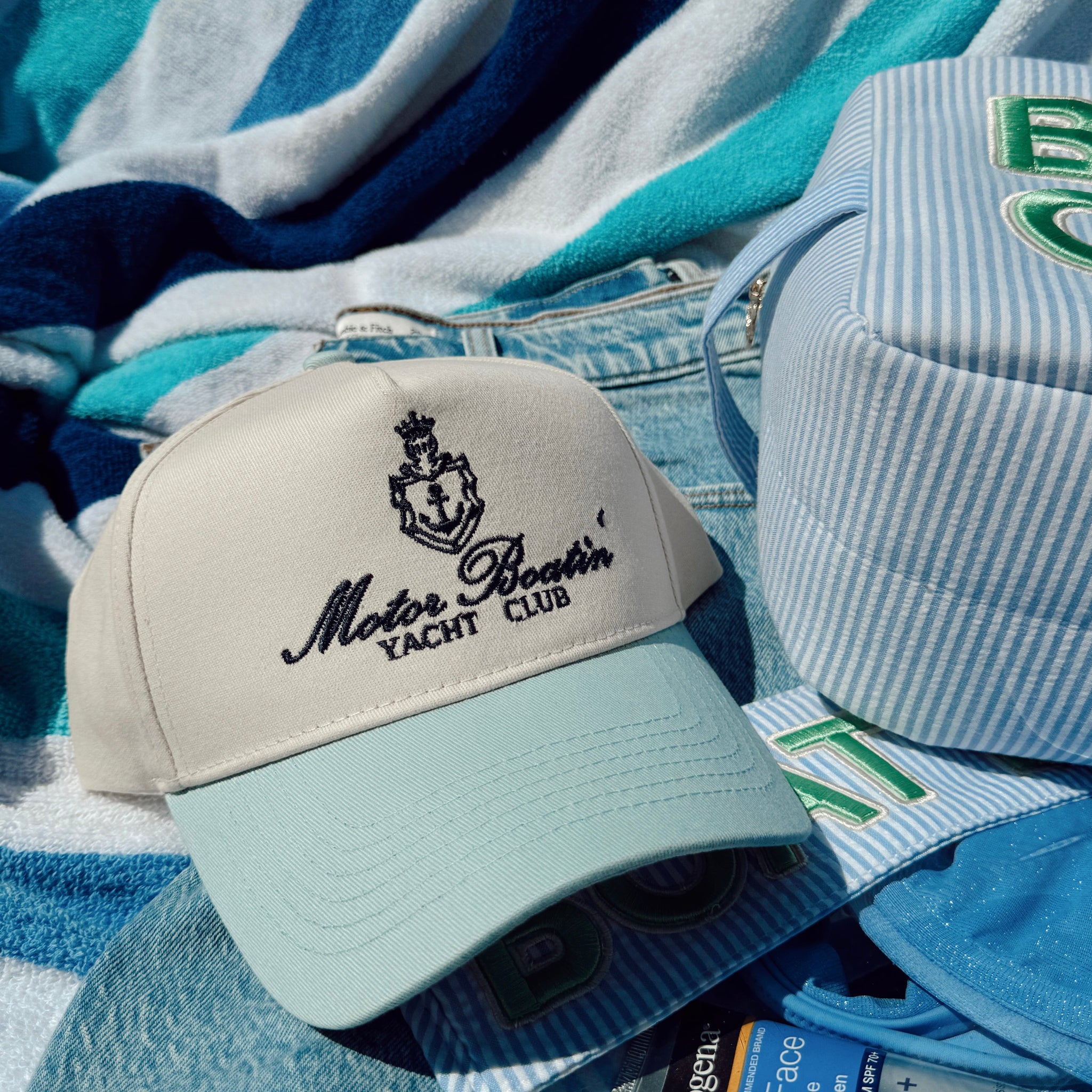 Motor Boatin' Yacht Club - Baby Blue Vintage Trucker Hat